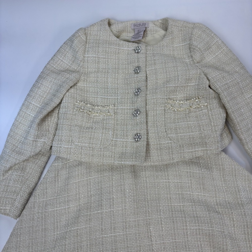 Rachel Zoe Girls Tweed Dress Jacket Set Size 7 Classic Luxe Outfit - Picture 12 of 12